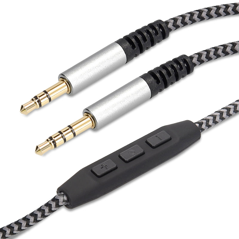 kwmobile Kopfhörerkabel für Over-Ear-Kopfhörer - Ersatz Kabel 150 cm Mikrofon Lautstärkeregler - 3.5mm Klinke