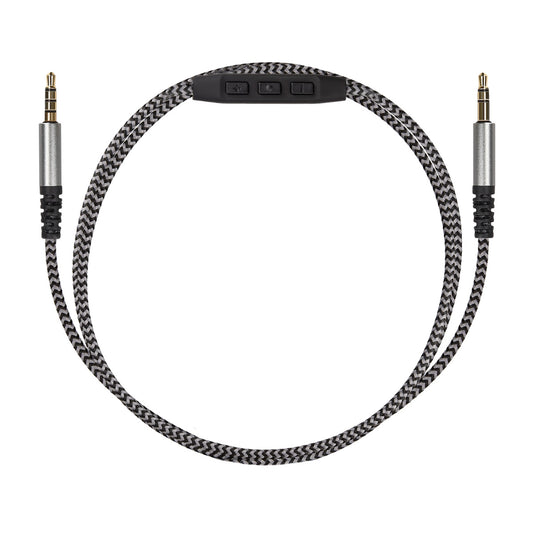 kwmobile Kopfhörerkabel für Over-Ear-Kopfhörer - Ersatz Kabel 150 cm Mikrofon Lautstärkeregler - 3.5mm Klinke Dunkelgrau  