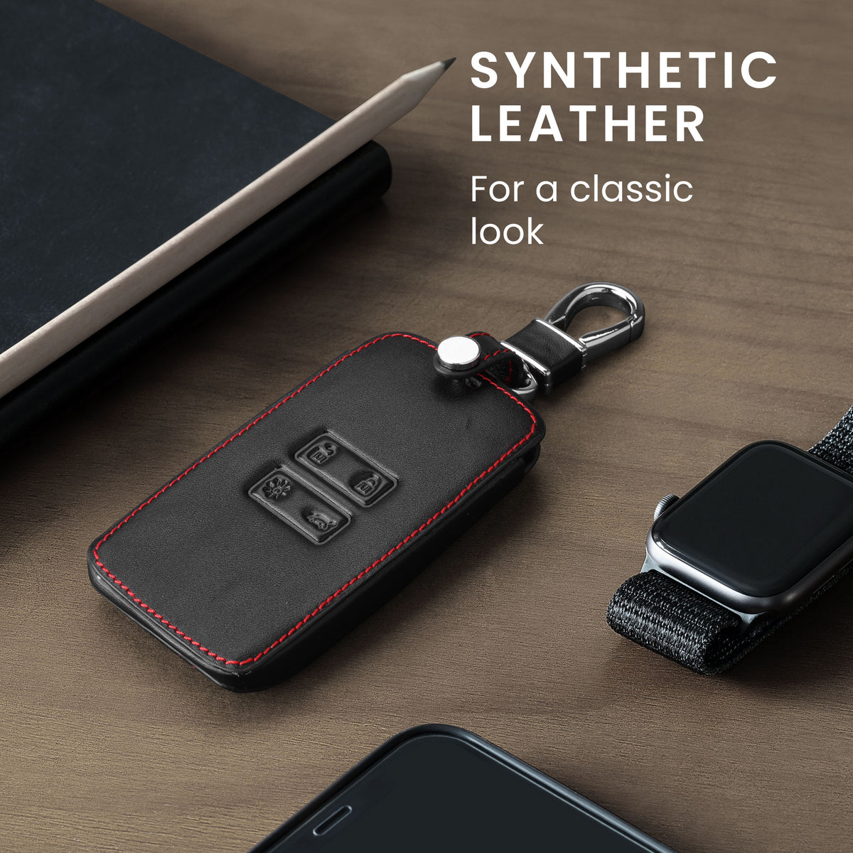 kwmobile Schlüsselhülle für Renault 4-Tasten Smartkey Autoschlüssel (nur Keyless Go) Hülle - Autoschlüssel Schlüssel Hülle - Schlüsselcover aus Kunstleder
