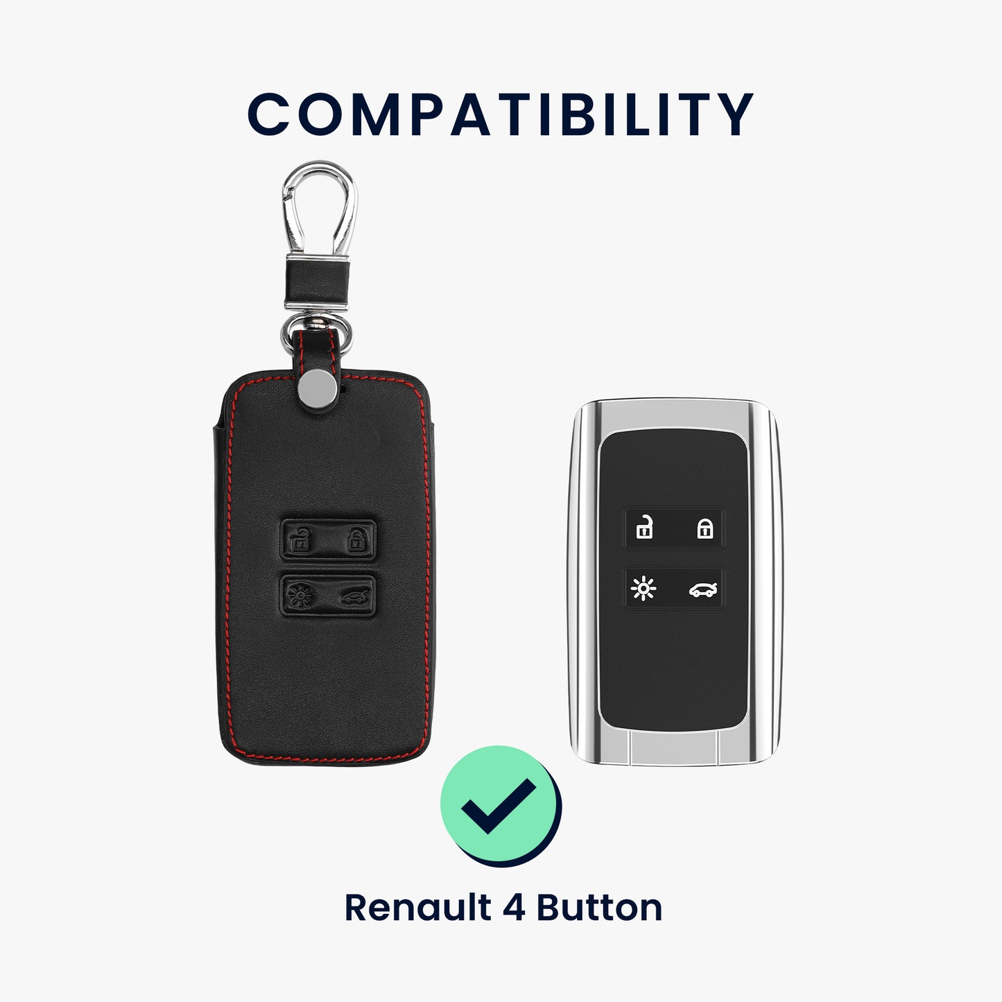 kwmobile Schlüsselhülle für Renault 4-Tasten Smartkey Autoschlüssel (nur Keyless Go) Hülle - Autoschlüssel Schlüssel Hülle - Schlüsselcover aus Kunstleder