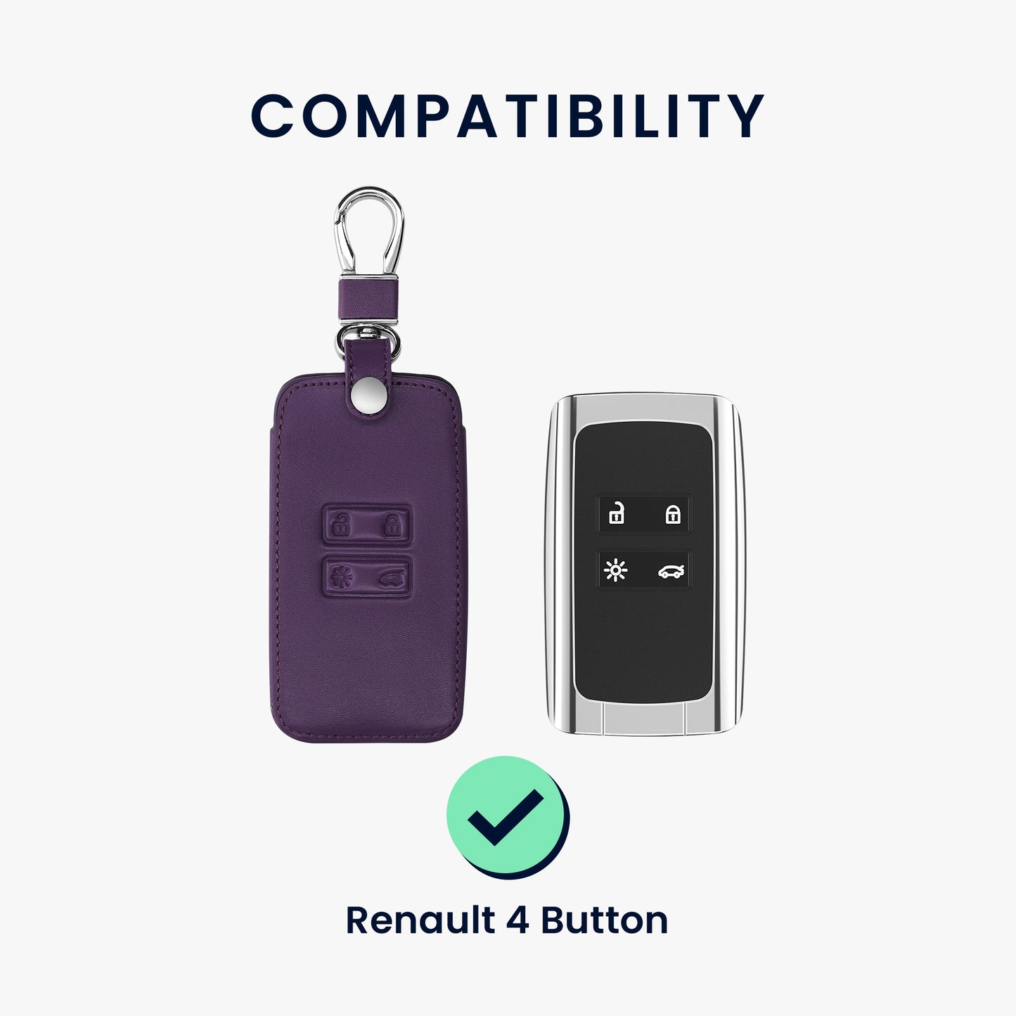 kwmobile Schlüsselhülle für Renault 4-Tasten Smartkey Autoschlüssel (nur Keyless Go) Hülle - Autoschlüssel Schlüssel Hülle - Schlüsselcover aus Kunstleder