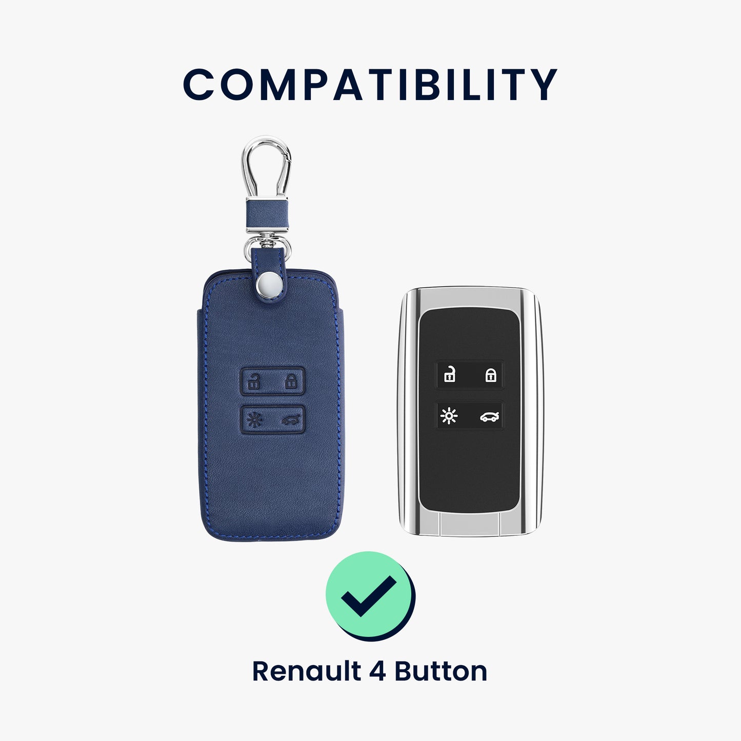kwmobile Schlüsselhülle für Renault 4-Tasten Smartkey Autoschlüssel (nur Keyless Go) Hülle - Autoschlüssel Schlüssel Hülle - Schlüsselcover aus Kunstleder