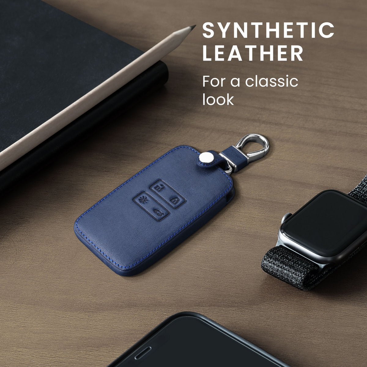 kwmobile Schlüsselhülle für Renault 4-Tasten Smartkey Autoschlüssel (nur Keyless Go) Hülle - Autoschlüssel Schlüssel Hülle - Schlüsselcover aus Kunstleder
