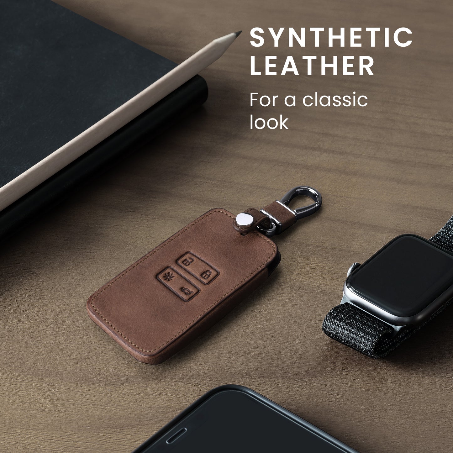 kwmobile Schlüsselhülle für Renault 4-Tasten Smartkey Autoschlüssel (nur Keyless Go) Hülle - Autoschlüssel Schlüssel Hülle - Schlüsselcover aus Kunstleder