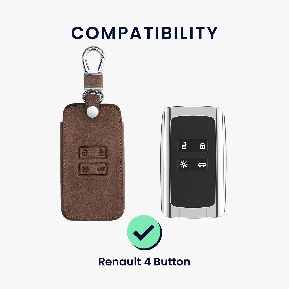 kwmobile Schlüsselhülle für Renault 4-Tasten Smartkey Autoschlüssel (nur Keyless Go) Hülle - Autoschlüssel Schlüssel Hülle - Schlüsselcover aus Kunstleder