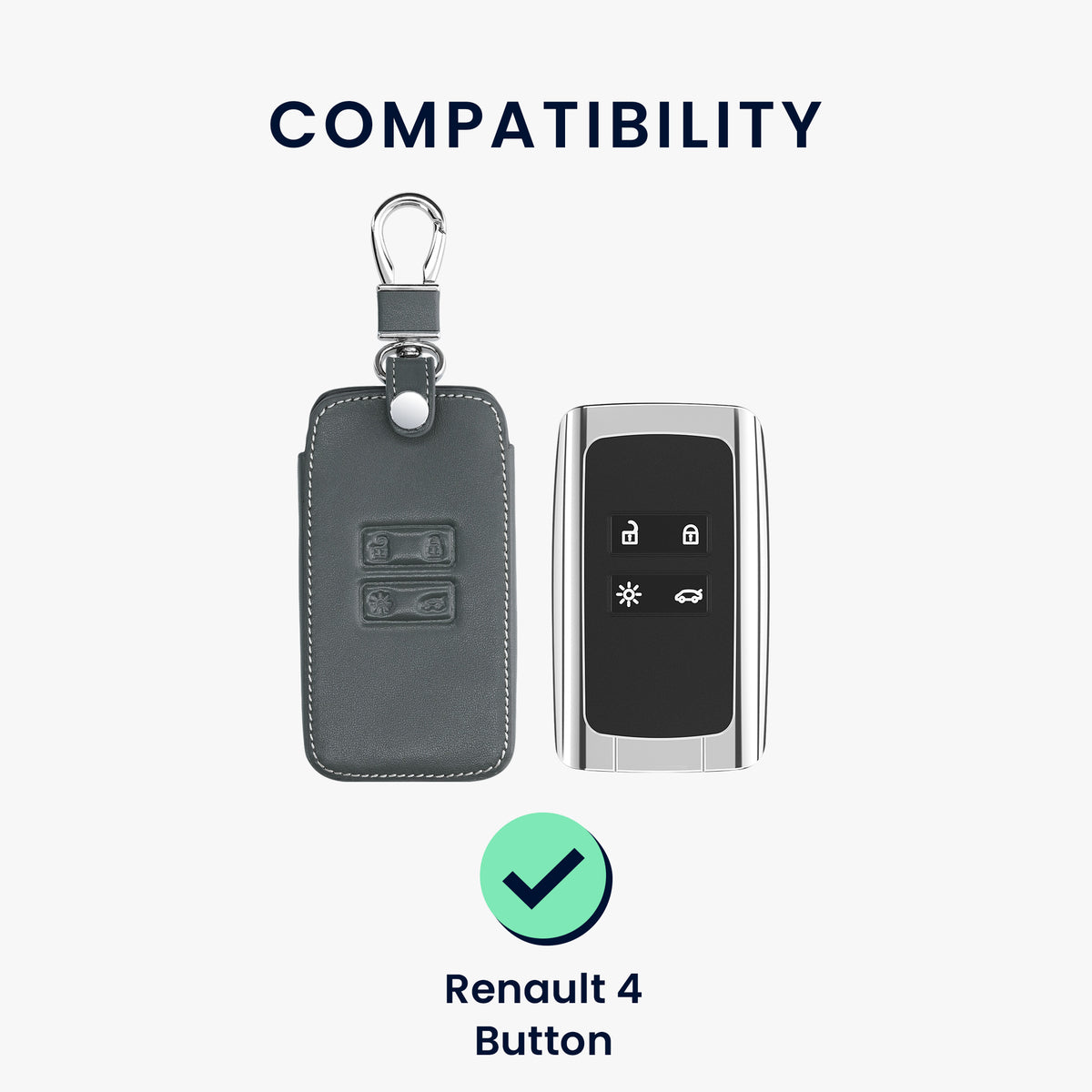 kwmobile Schlüsselhülle für Renault 4-Tasten Smartkey Autoschlüssel (nur Keyless Go) Hülle - Autoschlüssel Schlüssel Hülle - Schlüsselcover aus Kunstleder
