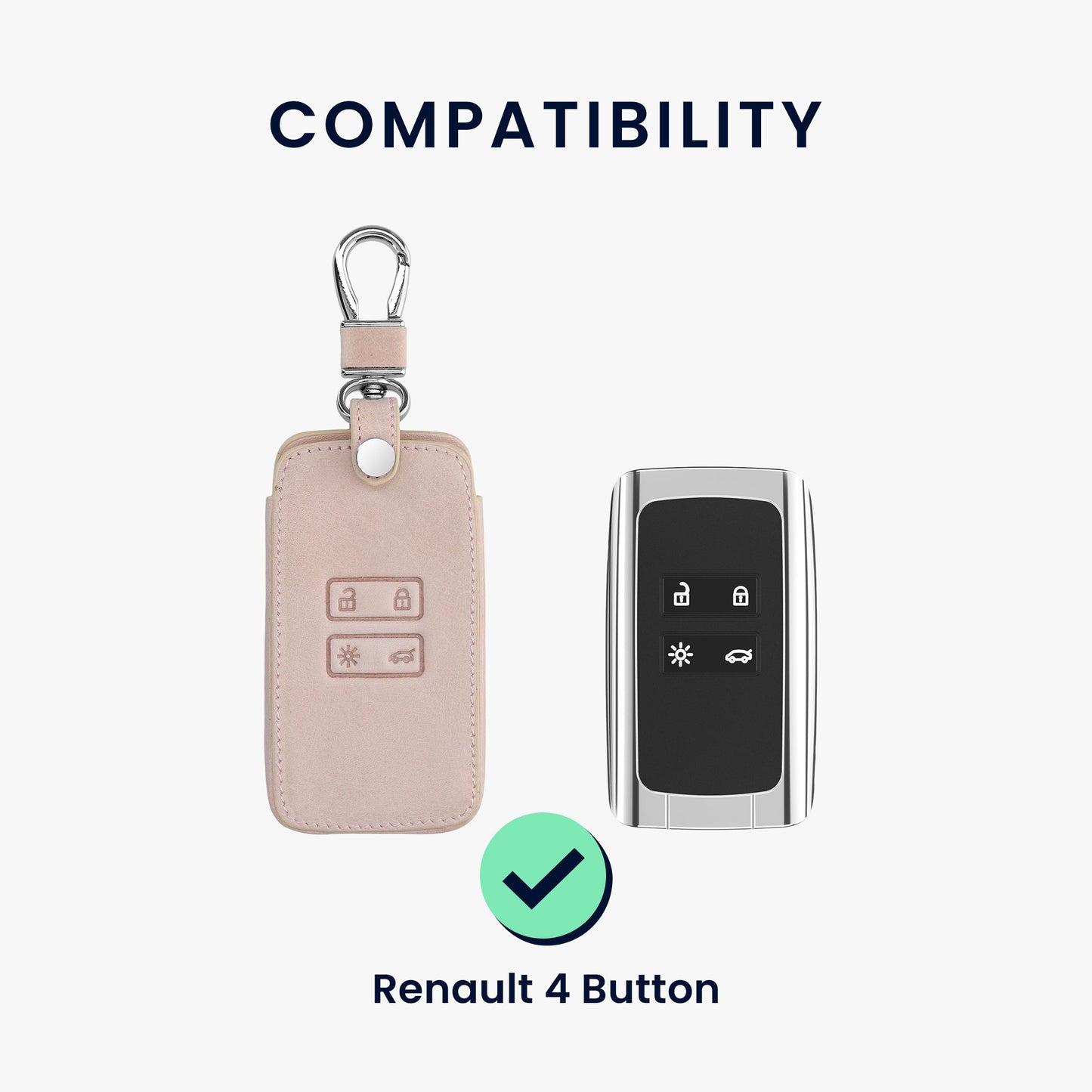 kwmobile Schlüsselhülle für Renault 4-Tasten Smartkey Autoschlüssel (nur Keyless Go) Hülle - Autoschlüssel Schlüssel Hülle - Schlüsselcover aus Kunstleder