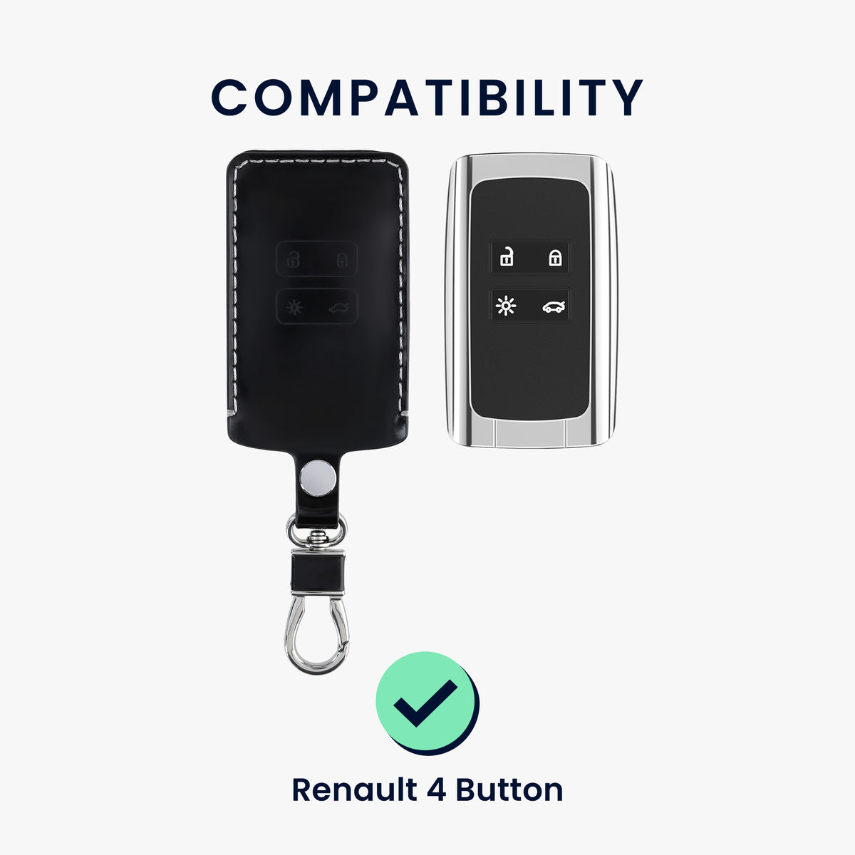 kwmobile Schlüsselhülle für Renault 4-Tasten Smartkey Autoschlüssel (nur Keyless Go) Hülle - Autoschlüssel Schlüssel Hülle - Schlüsselcover aus Kunstleder