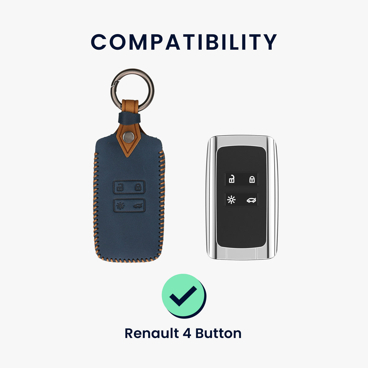 kwmobile Schlüsselhülle für Renault 4-Tasten Smartkey Autoschlüssel (nur Keyless Go) Hülle - Autoschlüssel Schlüssel Hülle - Schlüsselcover aus Kunstleder