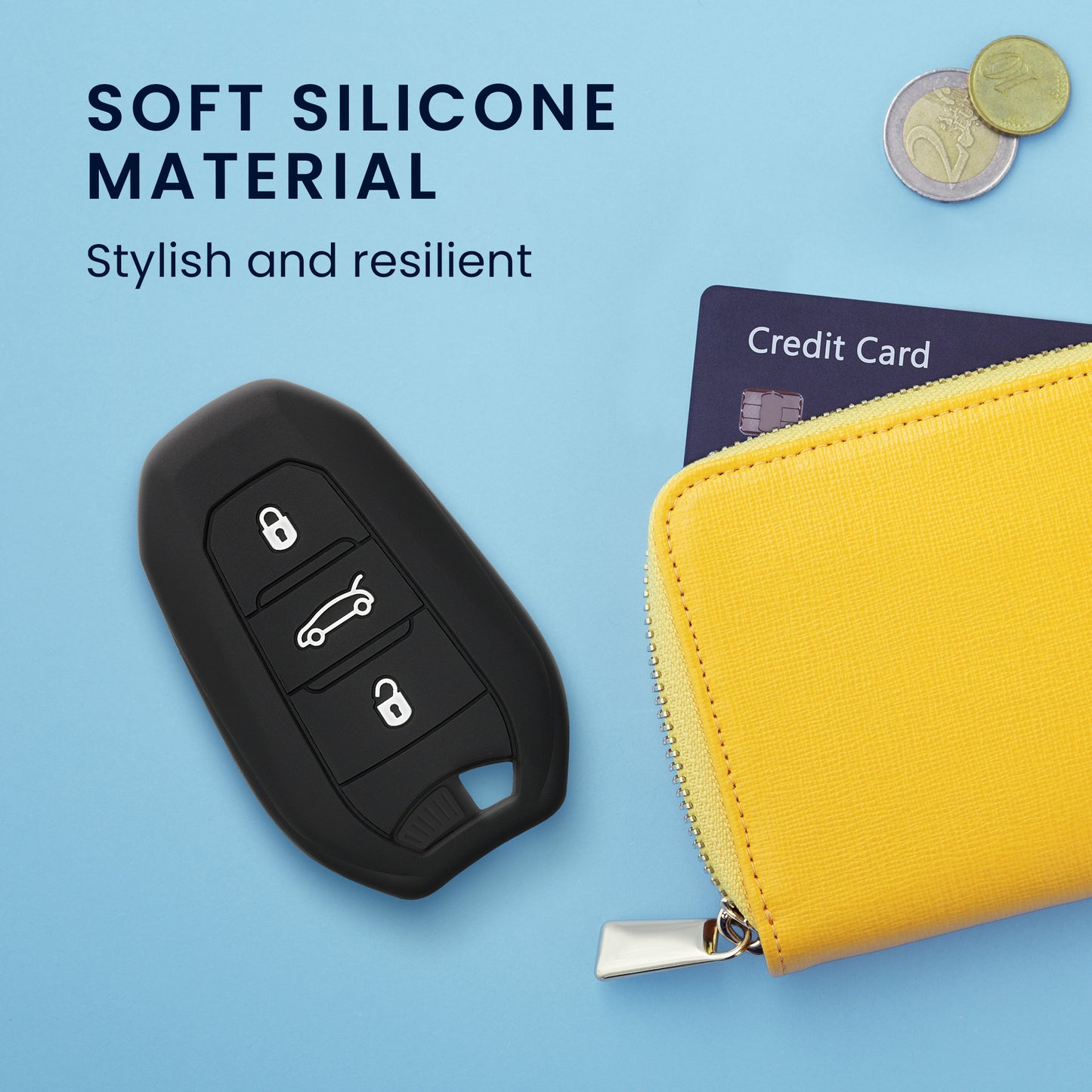kwmobile Schlüsselhülle für Peugeot Citroen 3-Tasten Smartkey Autoschlüssel (nur Keyless Go) Hülle - Autoschlüssel Schlüssel Hülle - Schlüsselschutz Gehäuse
