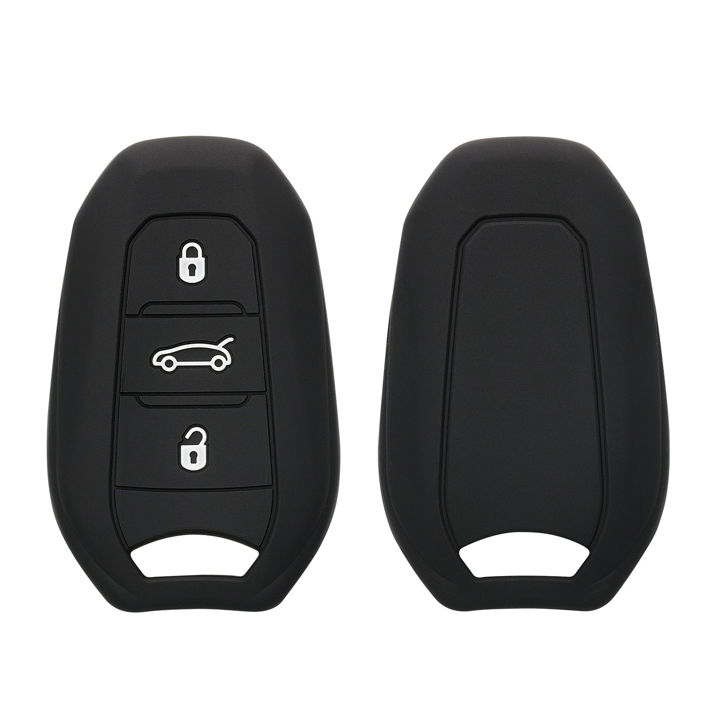 kwmobile Schlüsselhülle für Peugeot Citroen 3-Tasten Smartkey Autoschlüssel (nur Keyless Go) Hülle - Autoschlüssel Schlüssel Hülle aus Silikon - Schlüsselschutz Gehäuse in Schwarz Schwarz  