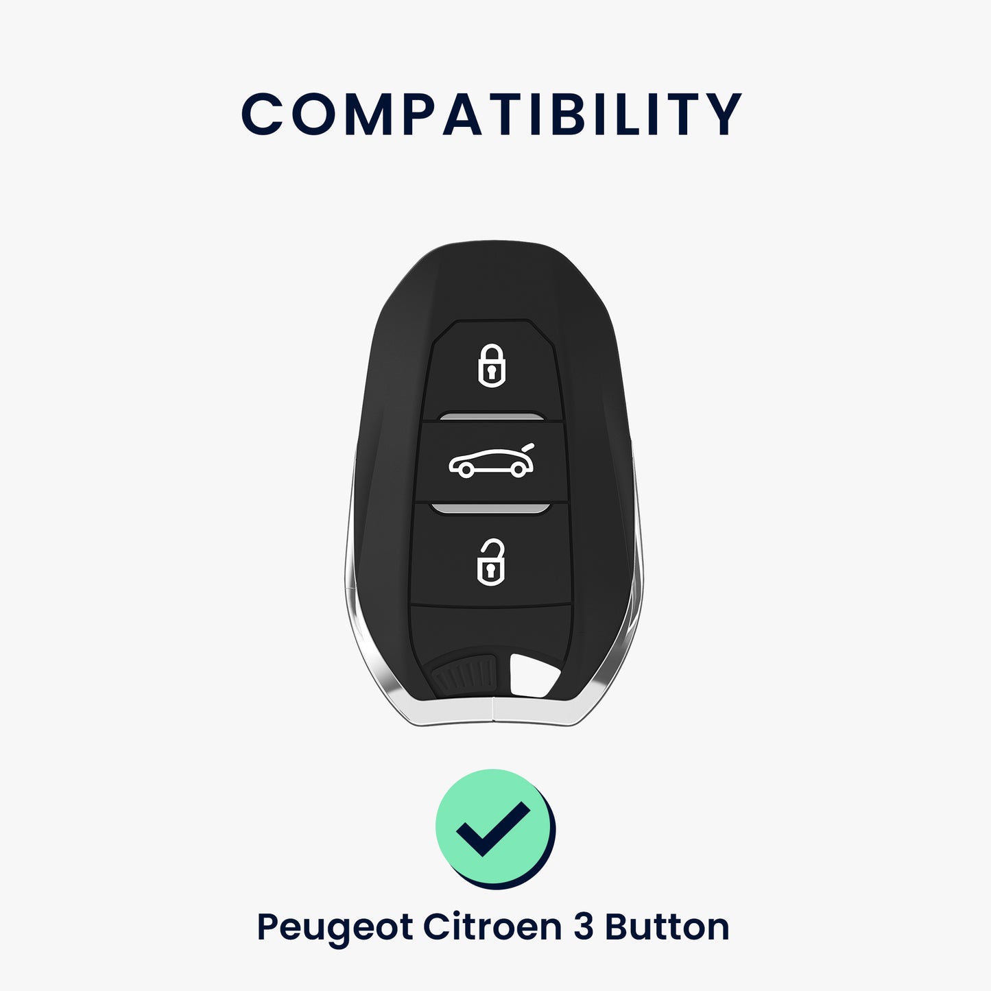 kwmobile Schlüsselhülle für Peugeot Citroen 3-Tasten Smartkey Autoschlüssel (nur Keyless Go) Hülle - Autoschlüssel Schlüssel Hülle - Schlüsselschutz Gehäuse