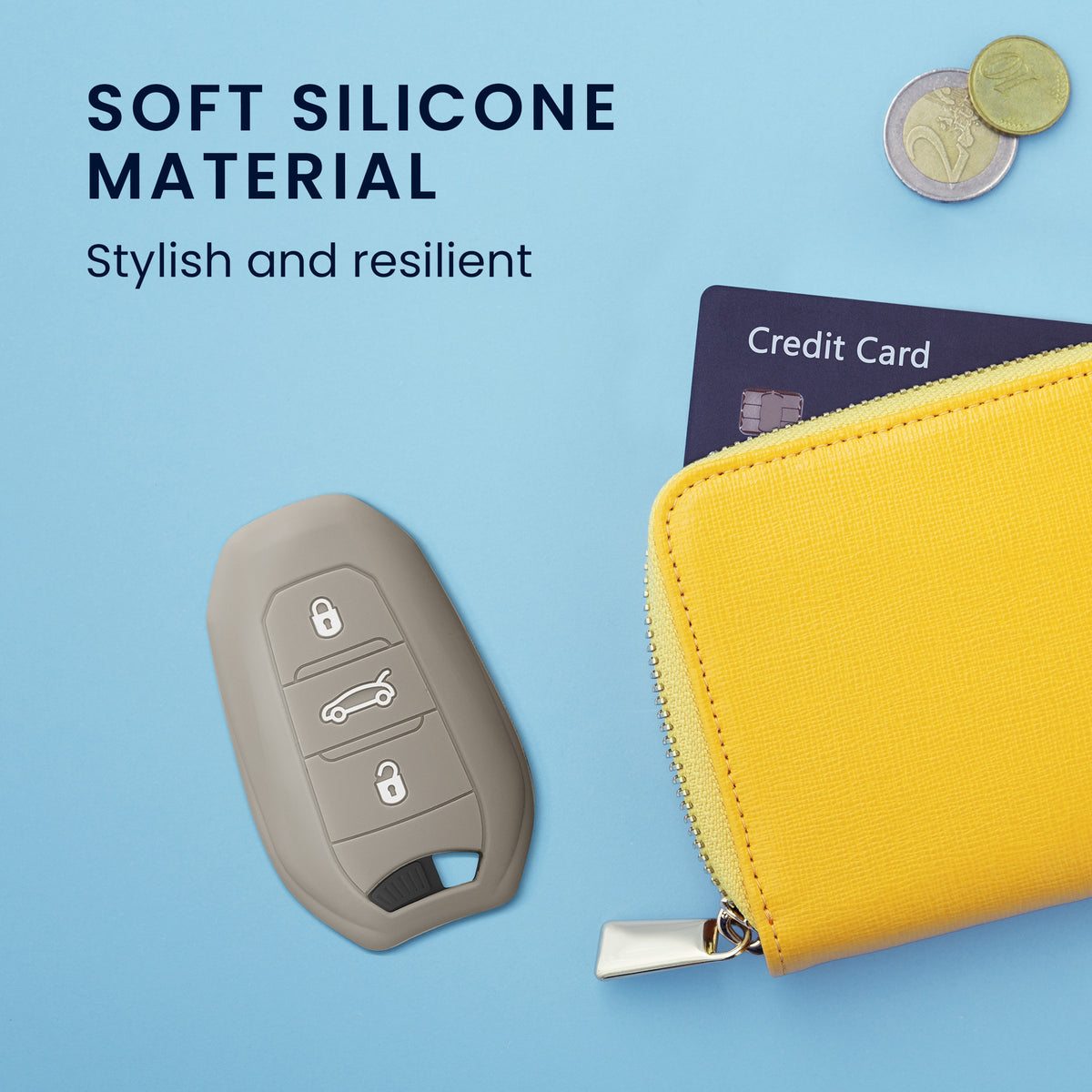 kwmobile Schlüsselhülle für Peugeot Citroen 3-Tasten Smartkey Autoschlüssel (nur Keyless Go) Hülle - Autoschlüssel Schlüssel Hülle - Schlüsselschutz Gehäuse