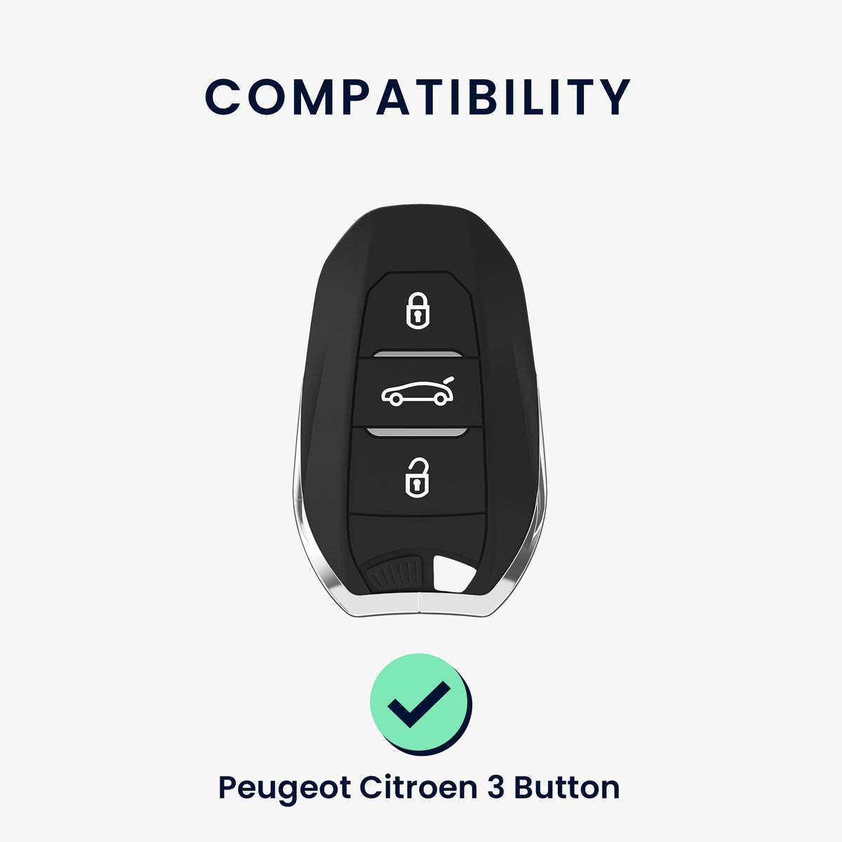 kwmobile Schlüsselhülle für Peugeot Citroen 3-Tasten Smartkey Autoschlüssel (nur Keyless Go) Hülle - Autoschlüssel Schlüssel Hülle - Schlüsselschutz Gehäuse