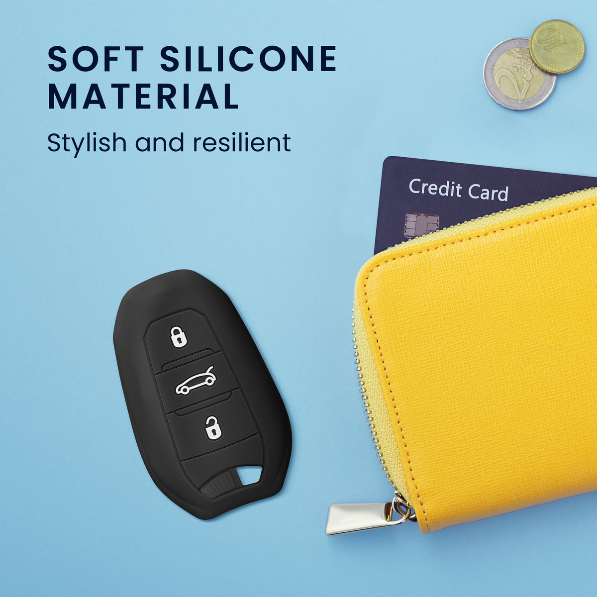 kwmobile Schlüsselhülle für Peugeot Citroen 3-Tasten Smartkey Autoschlüssel (nur Keyless Go) Hülle - Autoschlüssel Schlüssel Hülle - Schlüsselschutz Gehäuse