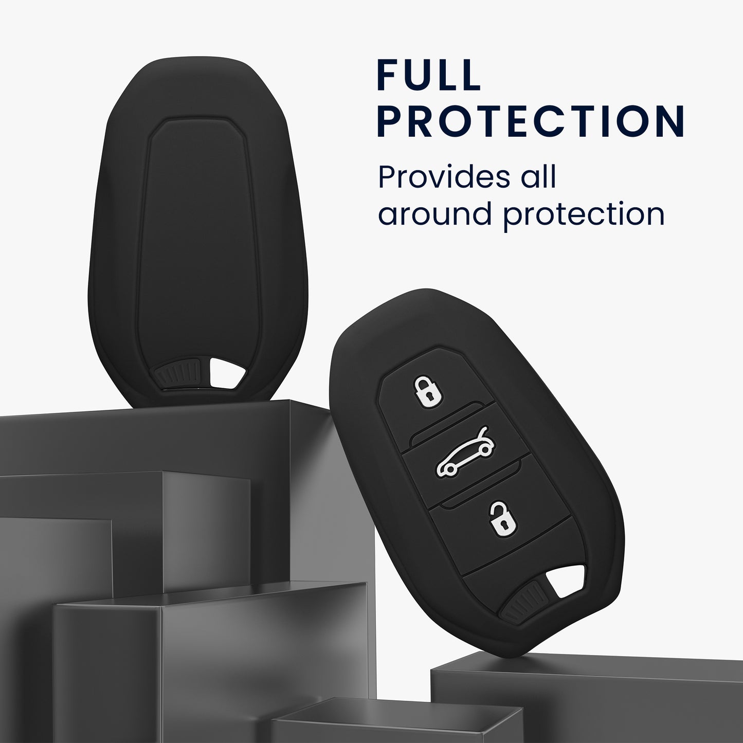 kwmobile Schlüsselhülle für Peugeot Citroen 3-Tasten Smartkey Autoschlüssel (nur Keyless Go) Hülle - Autoschlüssel Schlüssel Hülle - Schlüsselschutz Gehäuse