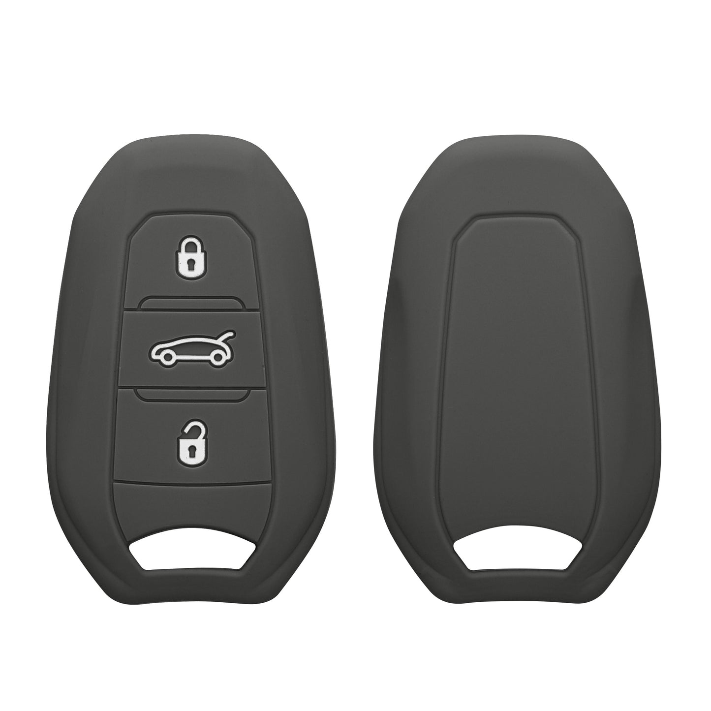 kwmobile Schlüsselhülle für Peugeot Citroen 3-Tasten Smartkey Autoschlüssel (nur Keyless Go) Hülle - Autoschlüssel Schlüssel Hülle aus Silikon - Schlüsselschutz Gehäuse in Dunkelgrau Dunkelgrau  