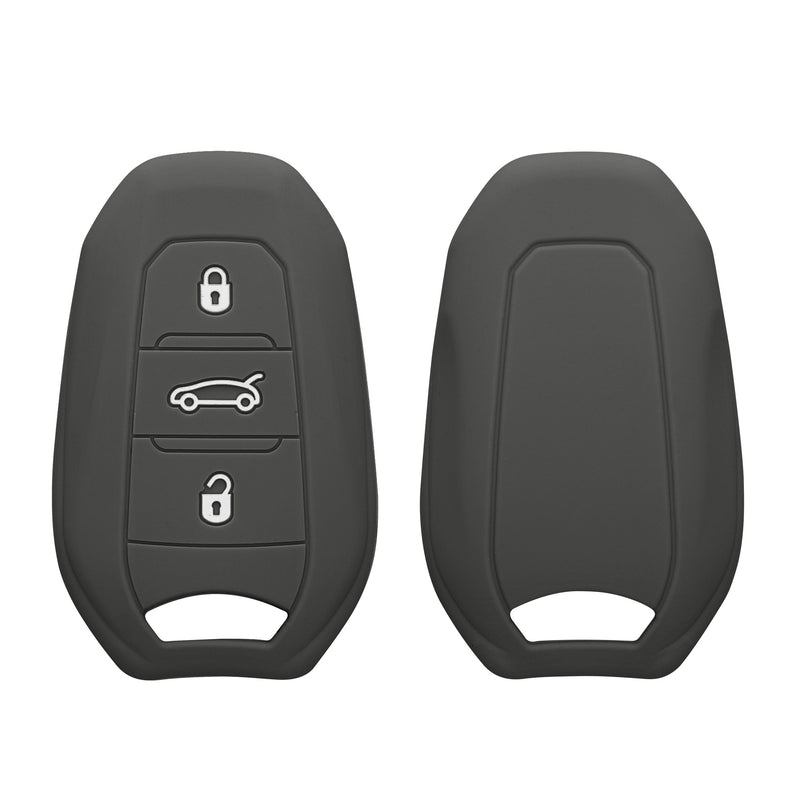 kwmobile Schlüsselhülle für Peugeot Citroen 3-Tasten Smartkey Autoschlüssel (nur Keyless Go) Hülle - Autoschlüssel Schlüssel Hülle aus Silikon - Schlüsselschutz Gehäuse in Dunkelgrau Dunkelgrau  