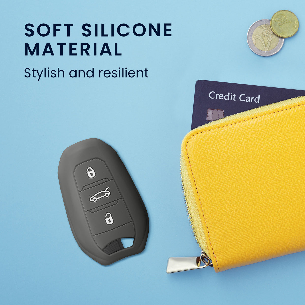 kwmobile Schlüsselhülle für Peugeot Citroen 3-Tasten Smartkey Autoschlüssel (nur Keyless Go) Hülle - Autoschlüssel Schlüssel Hülle - Schlüsselschutz Gehäuse
