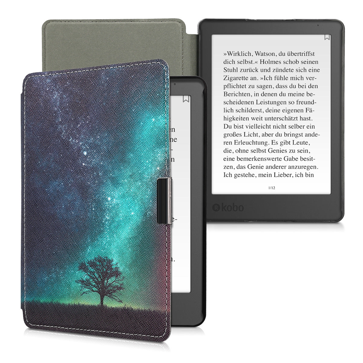 kwmobile Schutzhülle für Kobo Aura Edition 2 Hülle - eReader Flip Case mit Auto Sleep Funktion
