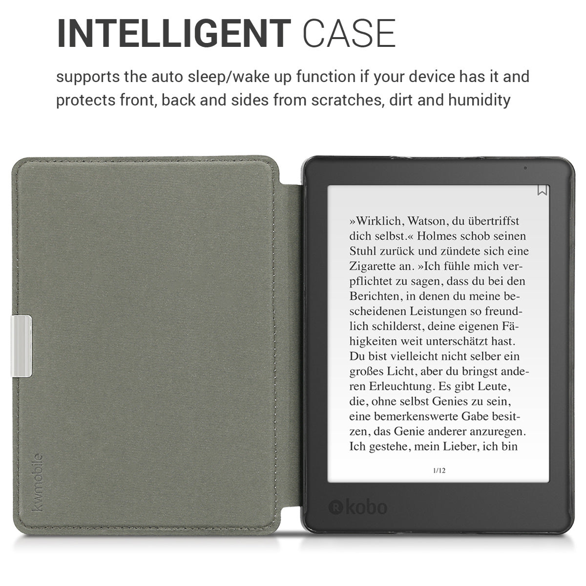 kwmobile Schutzhülle für Kobo Aura Edition 2 Hülle - eReader Flip Case mit Auto Sleep Funktion