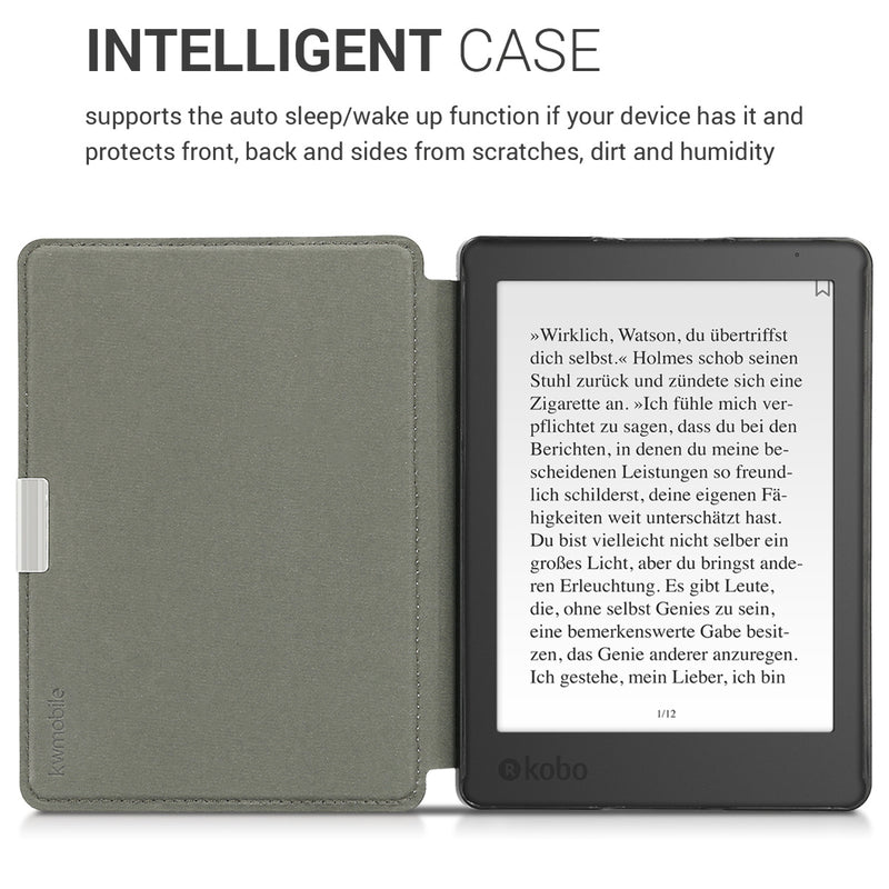 kwmobile Schutzhülle für Kobo Aura Edition 2 Hülle - eReader Flip Case mit Auto Sleep Funktion