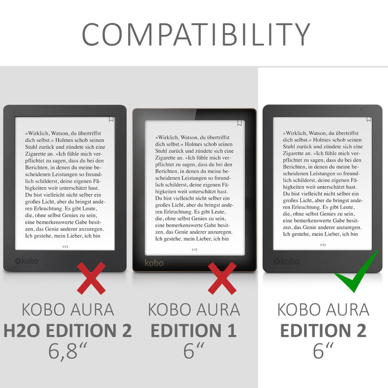 kwmobile Schutzhülle für Kobo Aura Edition 2 Hülle - eReader Flip Case mit Auto Sleep Funktion