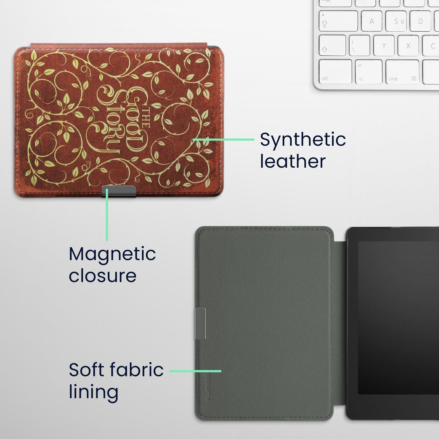 kwmobile Schutzhülle für Kobo Aura Edition 2 Hülle - eReader Flip Case mit Auto Sleep Funktion