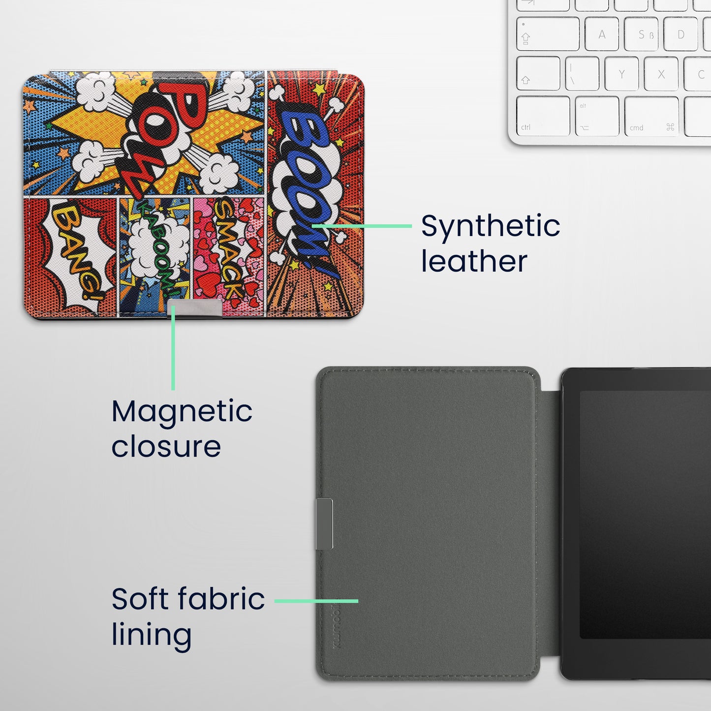 kwmobile Schutzhülle für Kobo Aura Edition 2 Hülle - eReader Flip Case mit Auto Sleep Funktion
