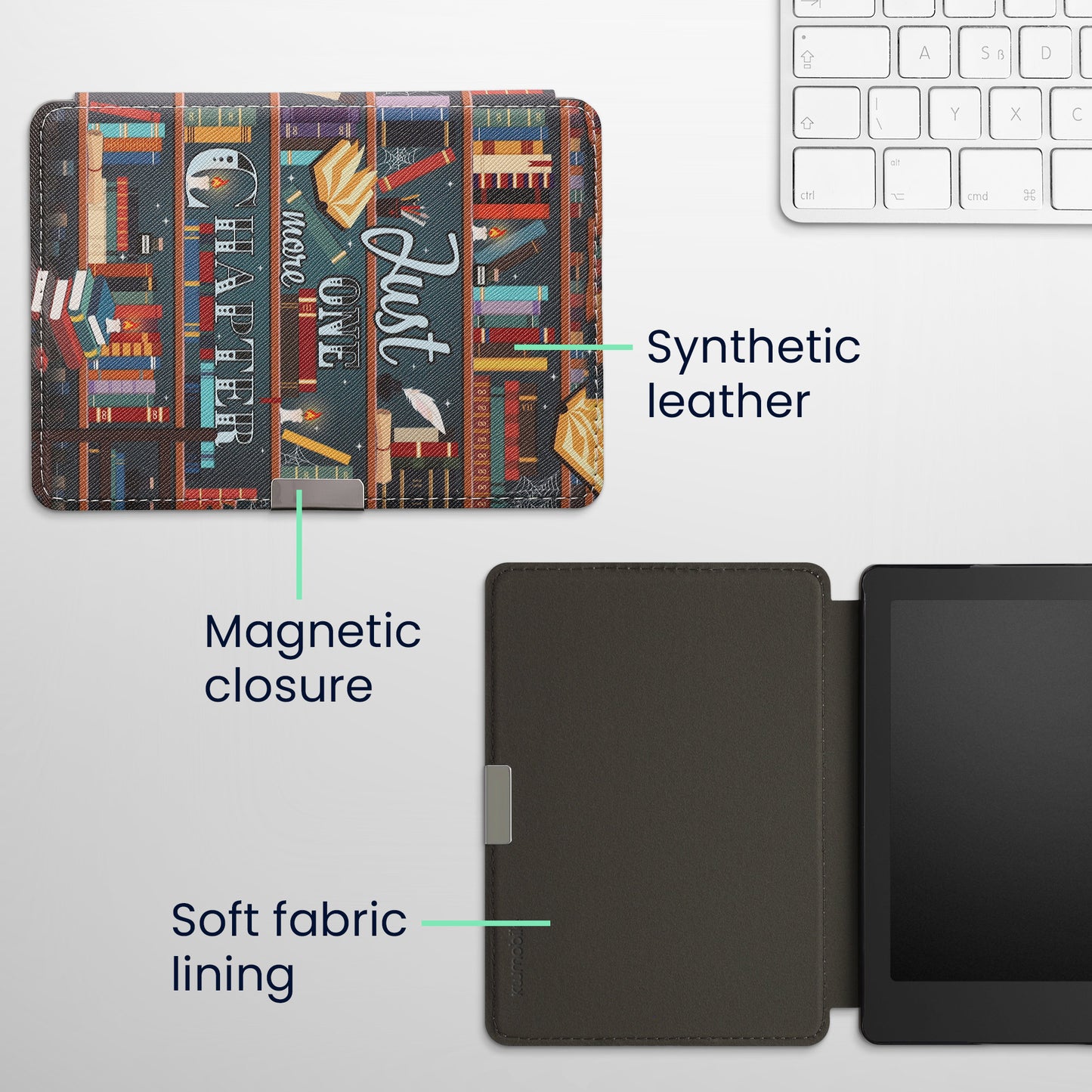 kwmobile Schutzhülle für Kobo Aura Edition 2 Hülle - eReader Flip Case mit Auto Sleep Funktion