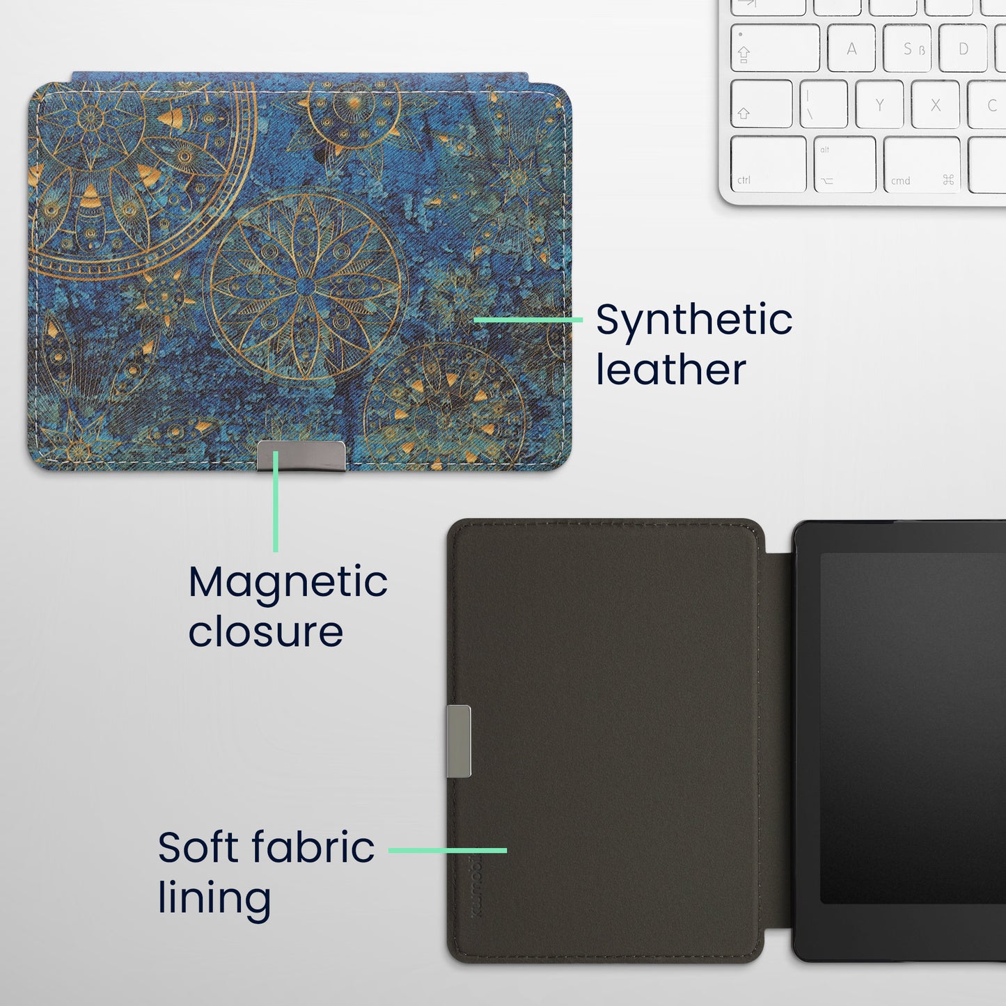 kwmobile Schutzhülle für Kobo Aura Edition 2 Hülle - eReader Flip Case mit Auto Sleep Funktion