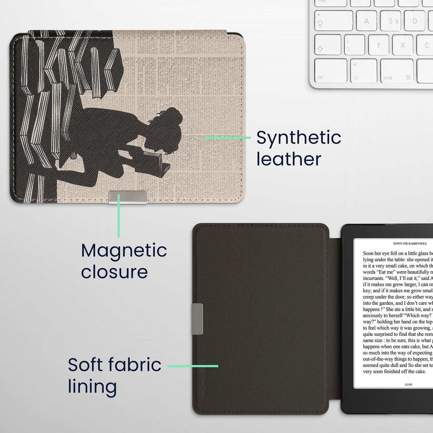 kwmobile Schutzhülle für Kobo Aura Edition 2 Hülle - eReader Flip Case mit Auto Sleep Funktion
