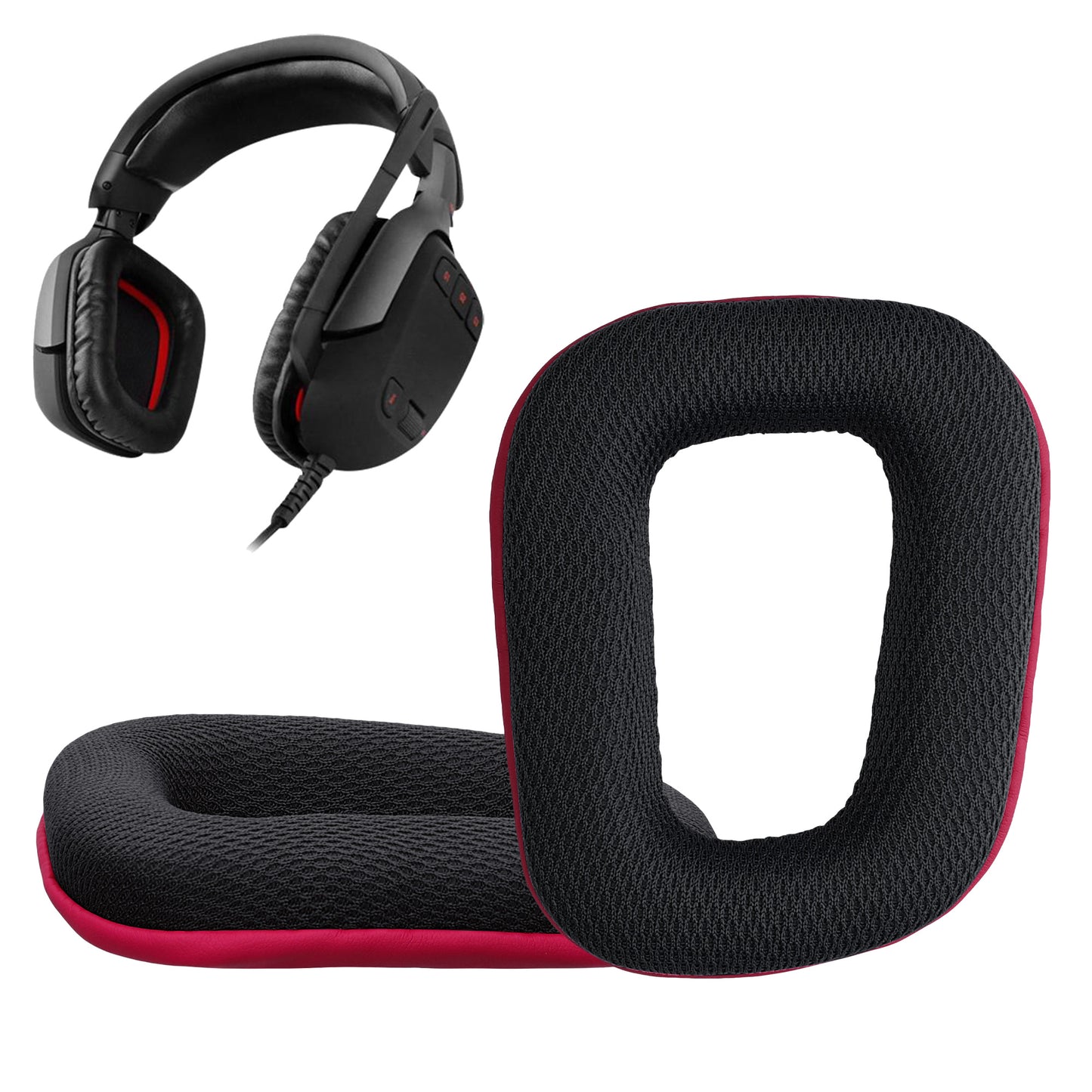kwmobile 2x Ohr Polster für Logitech G430 / G35 / G930 / F450 Ohrpolster - Ersatz Ohrpolster - Kopfhörer Ersatzteile - Kopfhörer Ersatzpolster für Over Ear Headphones Rot  