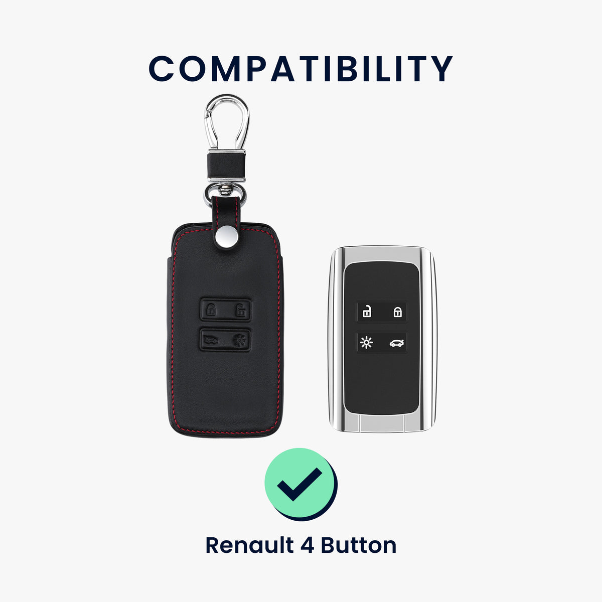 Renault 4-Tasten Smartkey Autoschlüssel Keyless Go Kunstleder Schlüsselhülle