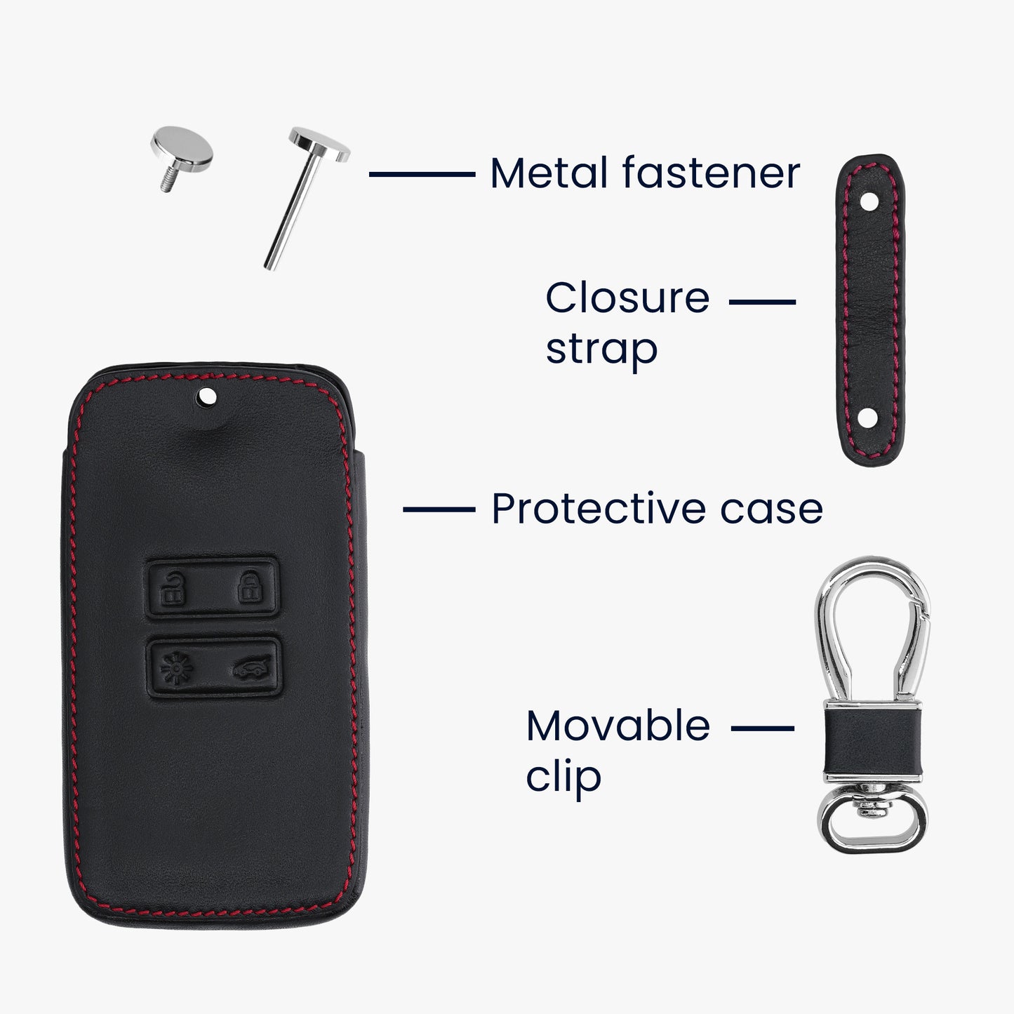 Renault 4-Tasten Smartkey Autoschlüssel Keyless Go Kunstleder Schlüsselhülle