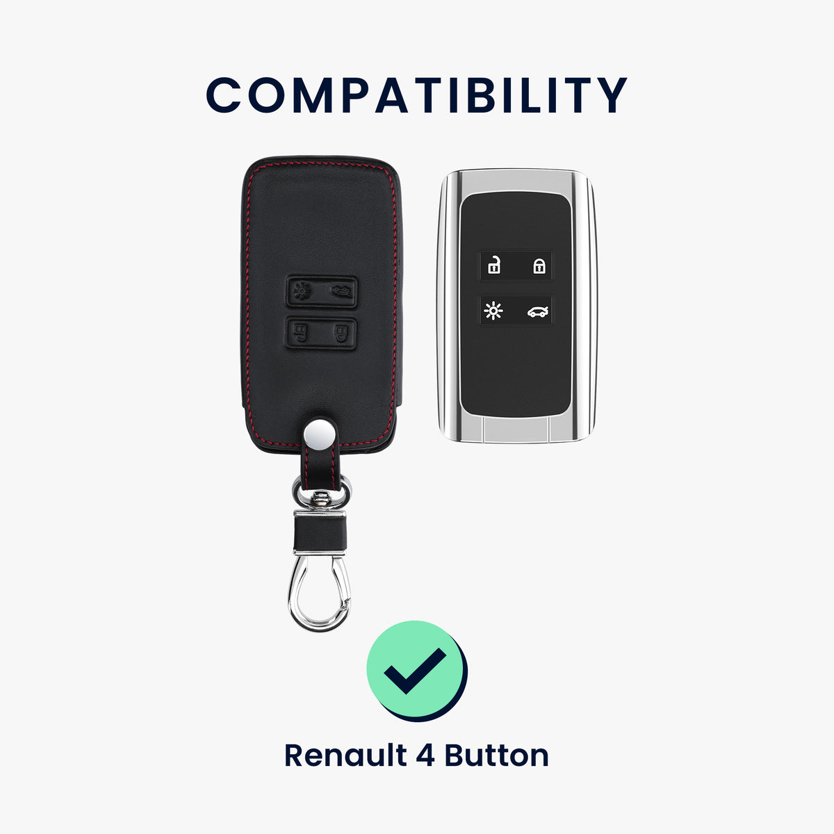 Renault 4-Tasten Smartkey Autoschlüssel Keyless Go Kunstleder Schlüsselhülle