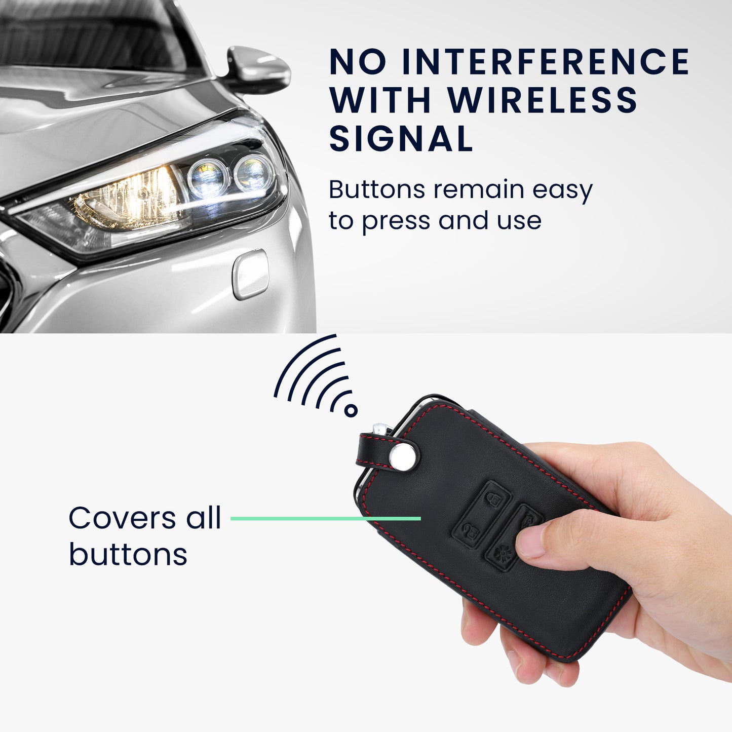 Renault 4-Tasten Smartkey Autoschlüssel Keyless Go Kunstleder Schlüsselhülle
