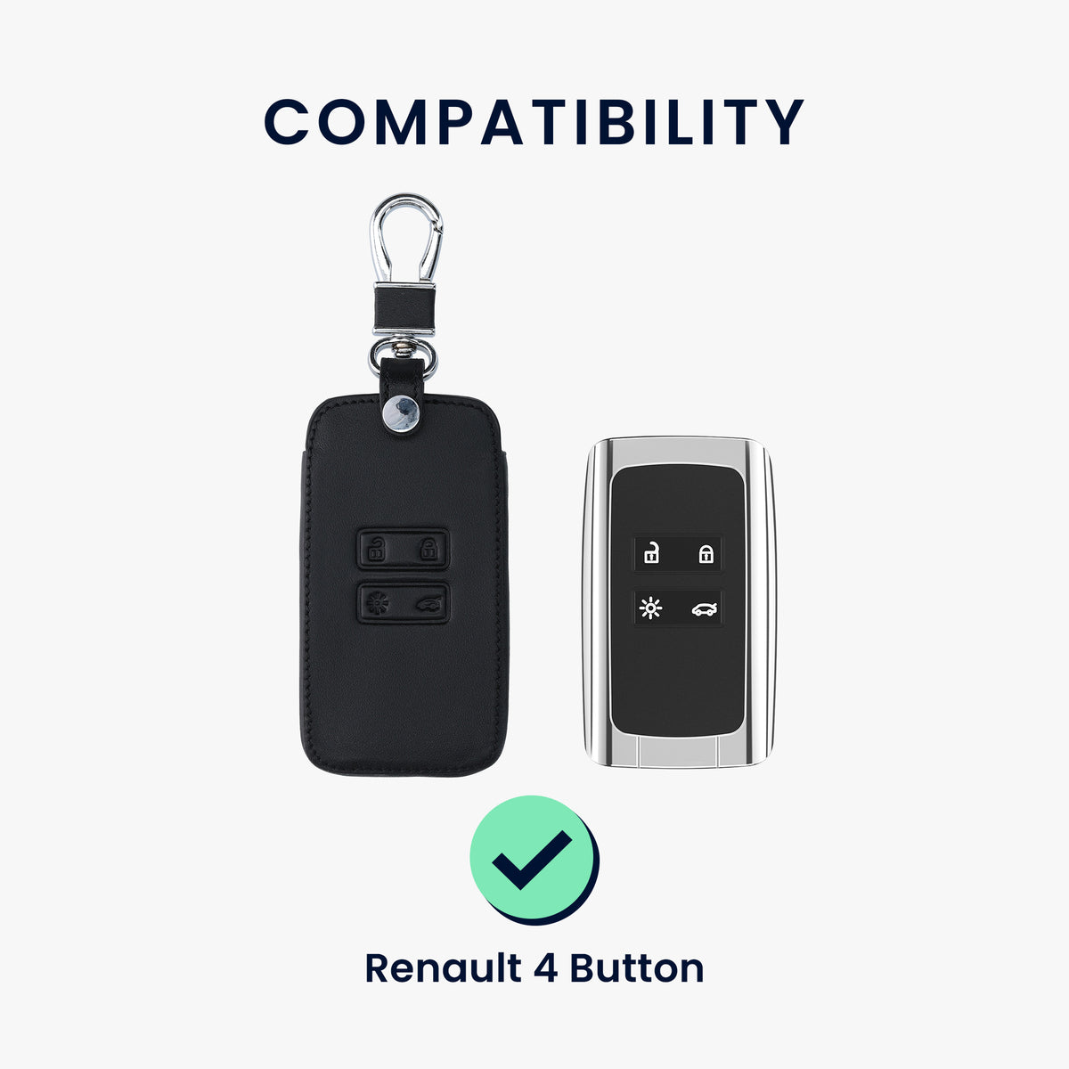 Renault 4-Tasten Smartkey Autoschlüssel Keyless Go Kunstleder Schlüsselhülle