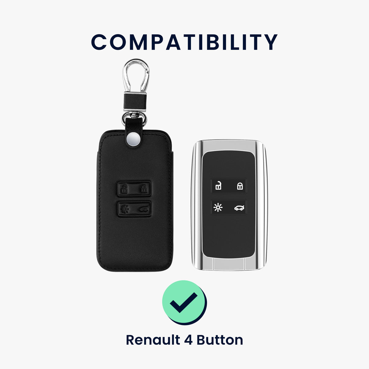 Renault 4-Tasten Smartkey Autoschlüssel Keyless Go Kunstleder Schlüsselhülle