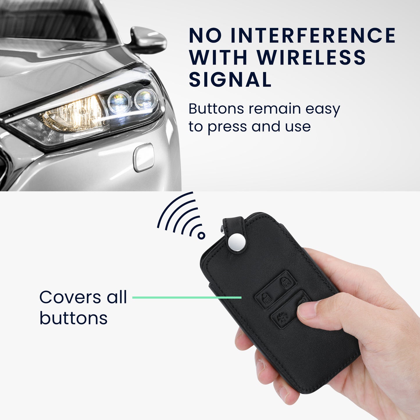Renault 4-Tasten Smartkey Autoschlüssel Keyless Go Kunstleder Schlüsselhülle