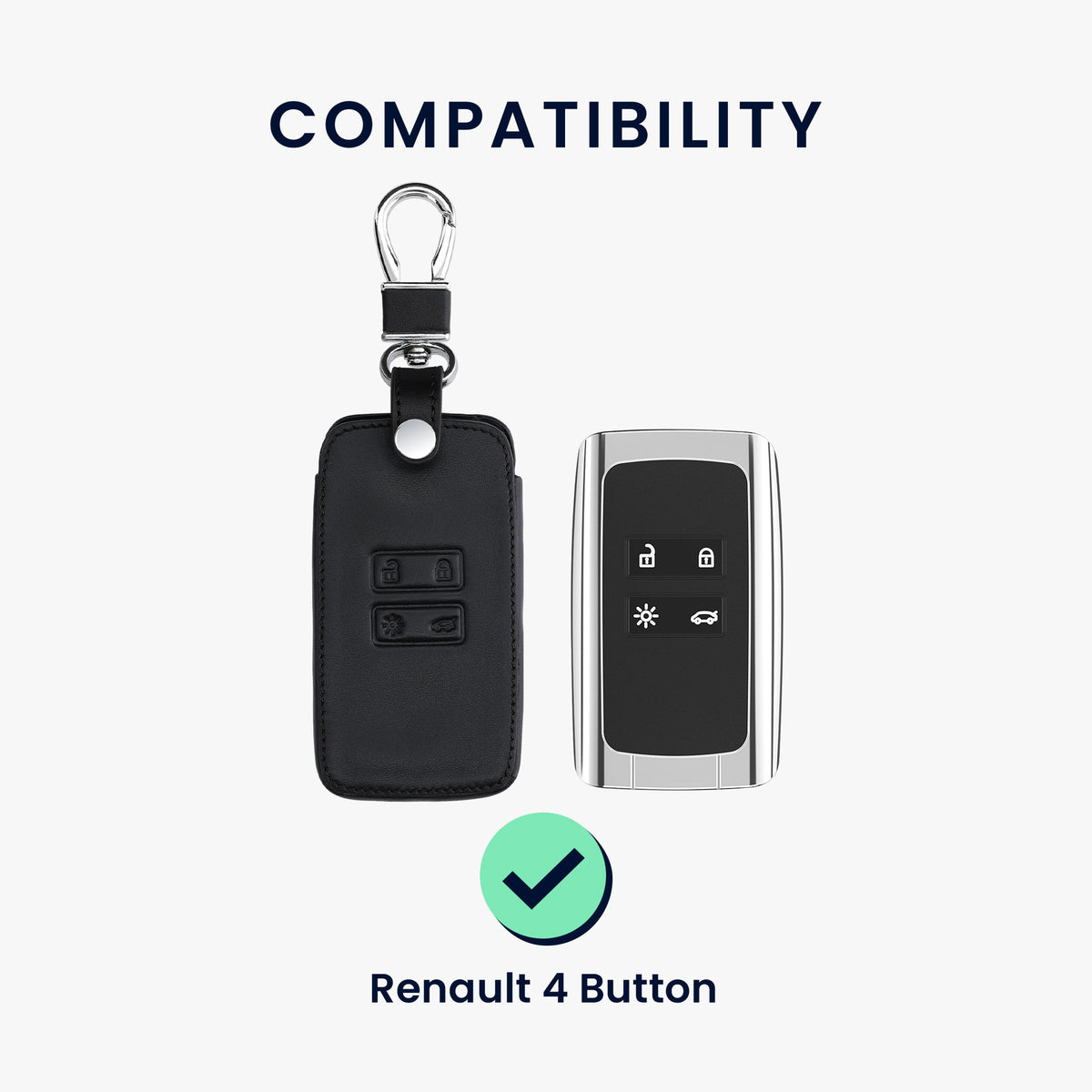 Renault 4-Tasten Smartkey Autoschlüssel Keyless Go Kunstleder Schlüsselhülle
