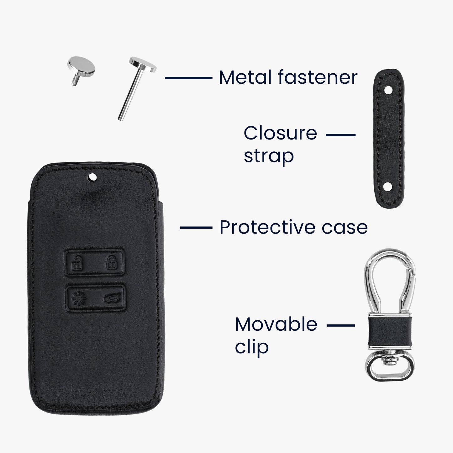 Renault 4-Tasten Smartkey Autoschlüssel Keyless Go Kunstleder Schlüsselhülle