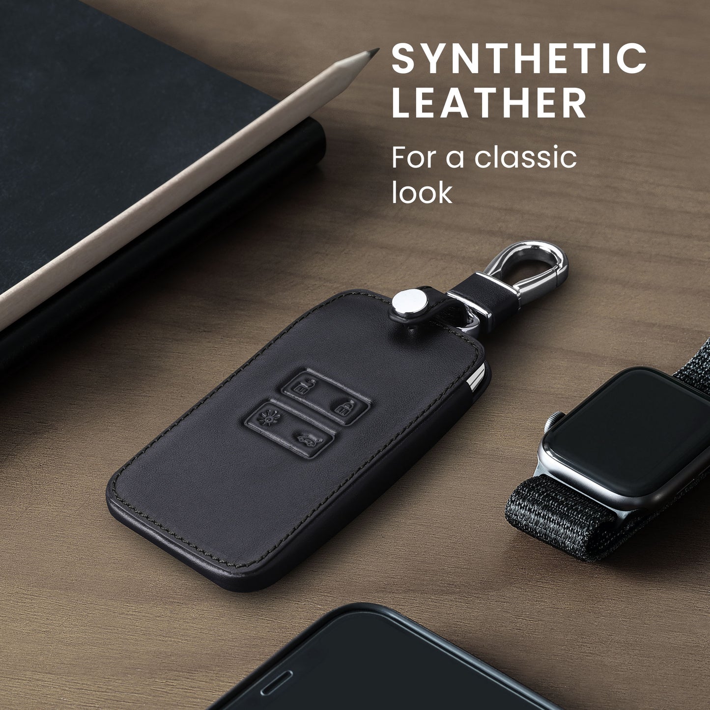 Renault 4-Tasten Smartkey Autoschlüssel Keyless Go Kunstleder Schlüsselhülle