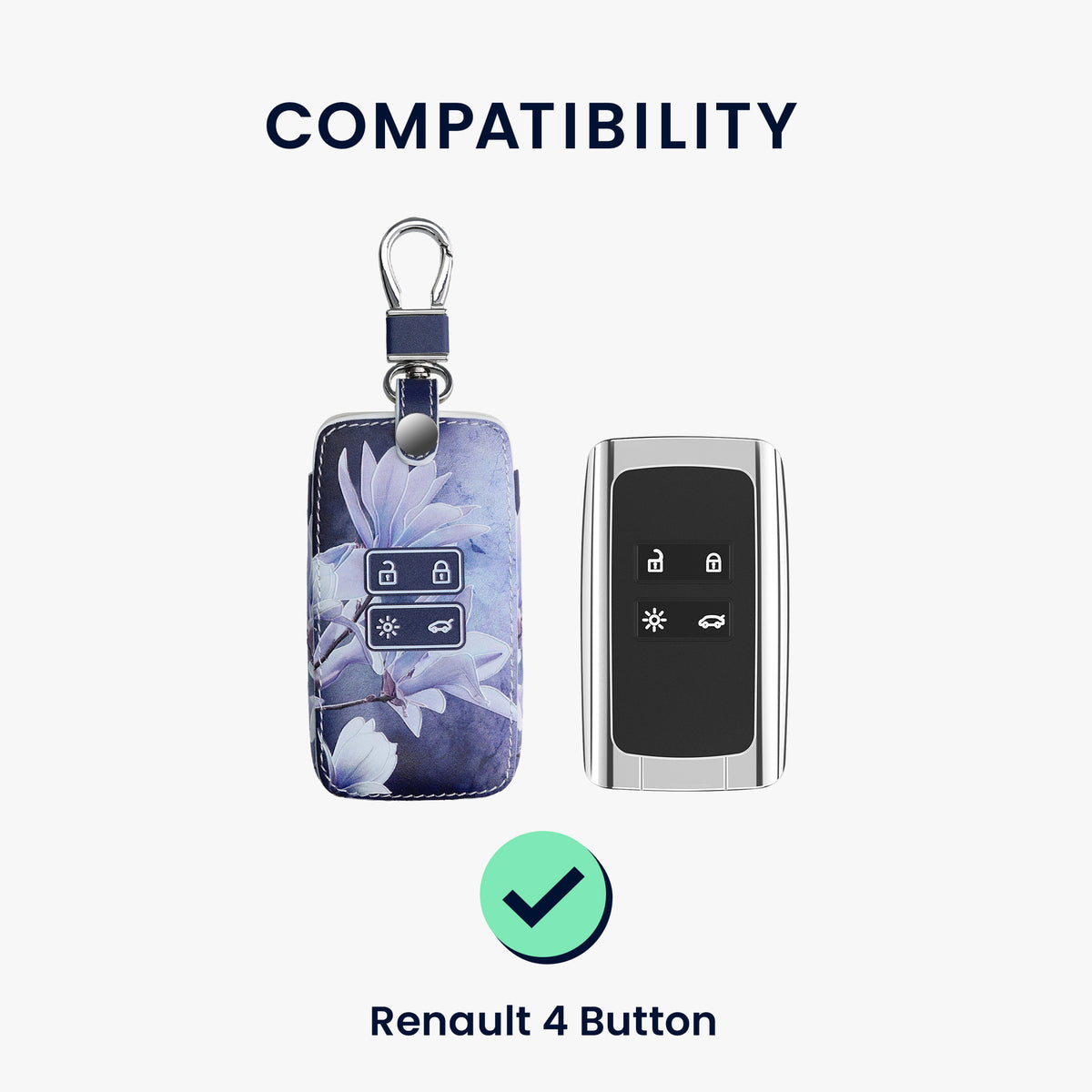 Renault 4-Tasten Smartkey Autoschlüssel Keyless Go Kunstleder Schlüsselhülle