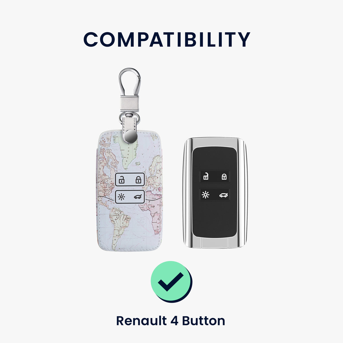 Renault 4-Tasten Smartkey Autoschlüssel Keyless Go Kunstleder Schlüsselhülle