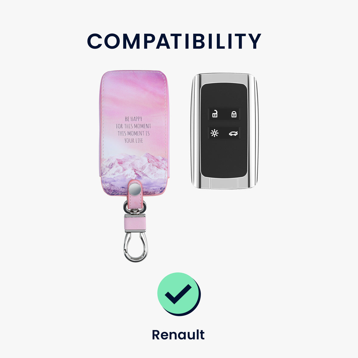 Renault 4-Tasten Smartkey Autoschlüssel Keyless Go Kunstleder Schlüsselhülle