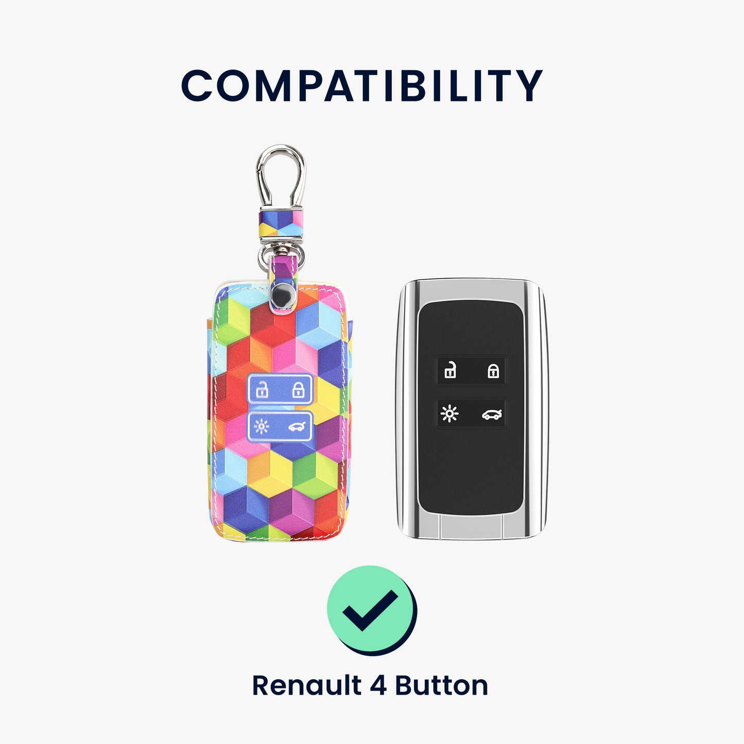 Renault 4-Tasten Smartkey Autoschlüssel Keyless Go Kunstleder Schlüsselhülle