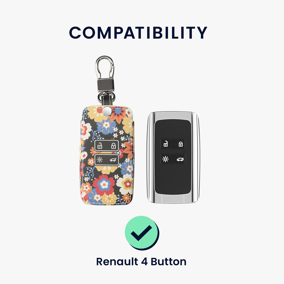 Renault 4-Tasten Smartkey Autoschlüssel Keyless Go Kunstleder Schlüsselhülle