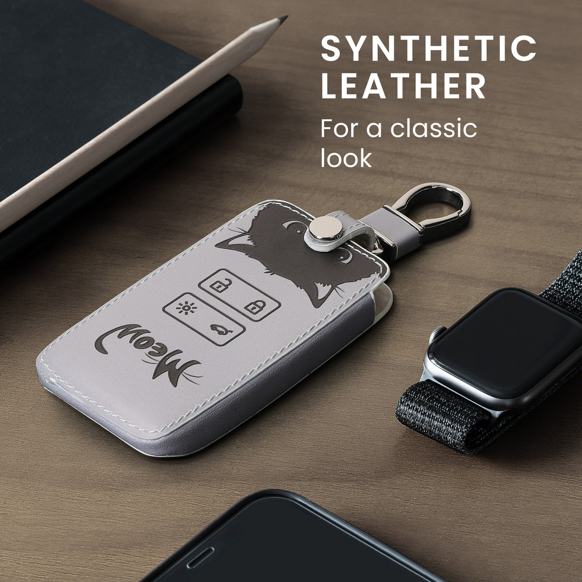 Renault 4-Tasten Smartkey Autoschlüssel Keyless Go Kunstleder Schlüsselhülle