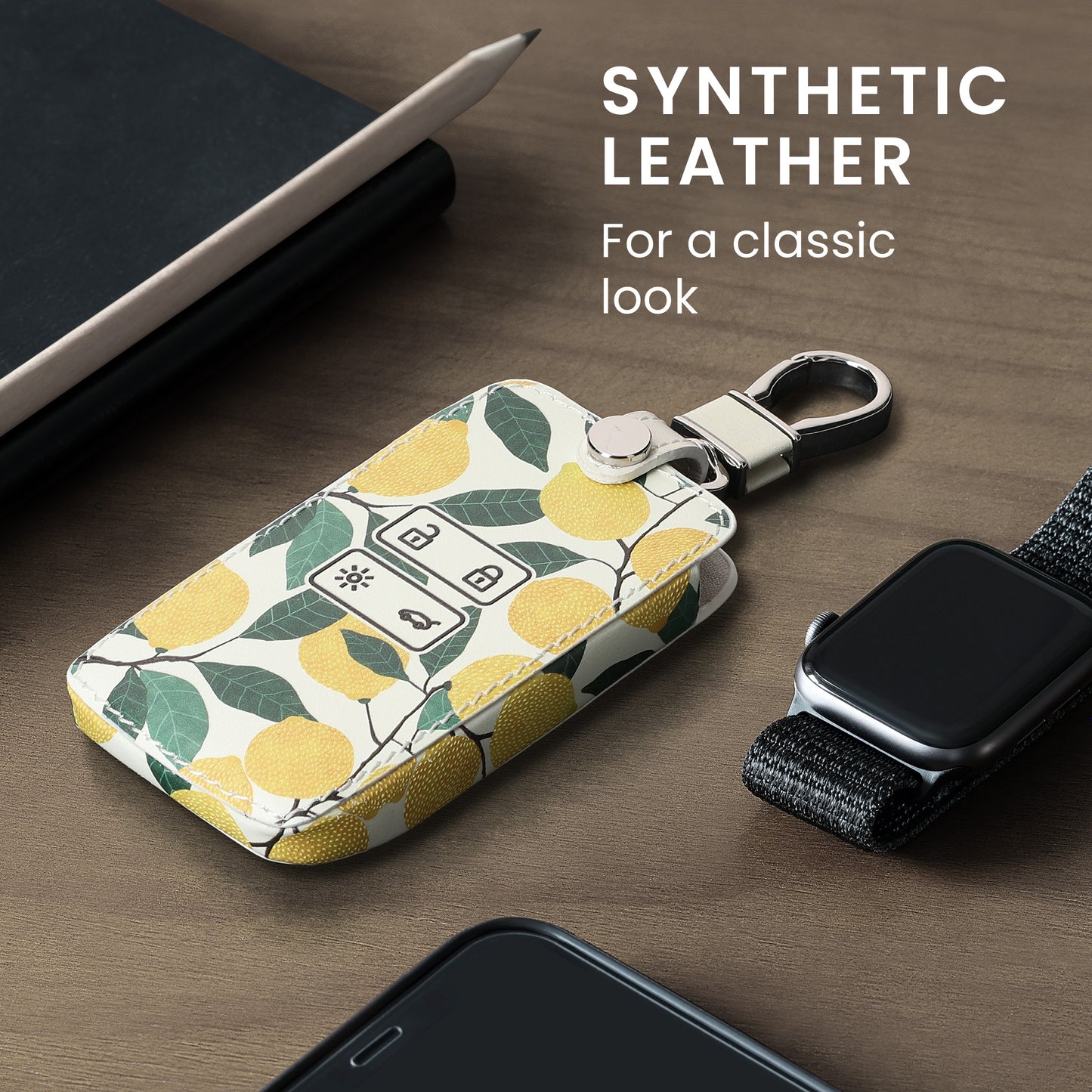 Renault 4-Tasten Smartkey Autoschlüssel Keyless Go Kunstleder Schlüsselhülle